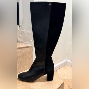 Cole Haan Black Leather/Suede Rianne Boot Over the Knee Boots